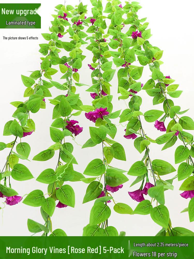 Artificial Rattan Morning Glory and Green Ivy Leaf Vine for Decoration