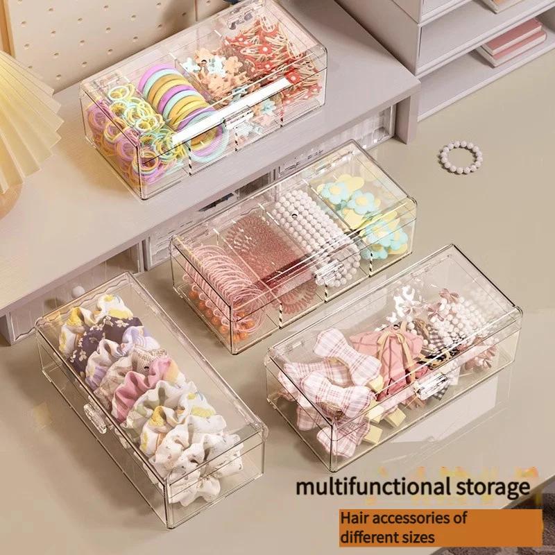 Transparent Plastic Hair Accessories Storage Box Lightweight Countertop Cosmetic Storage Box