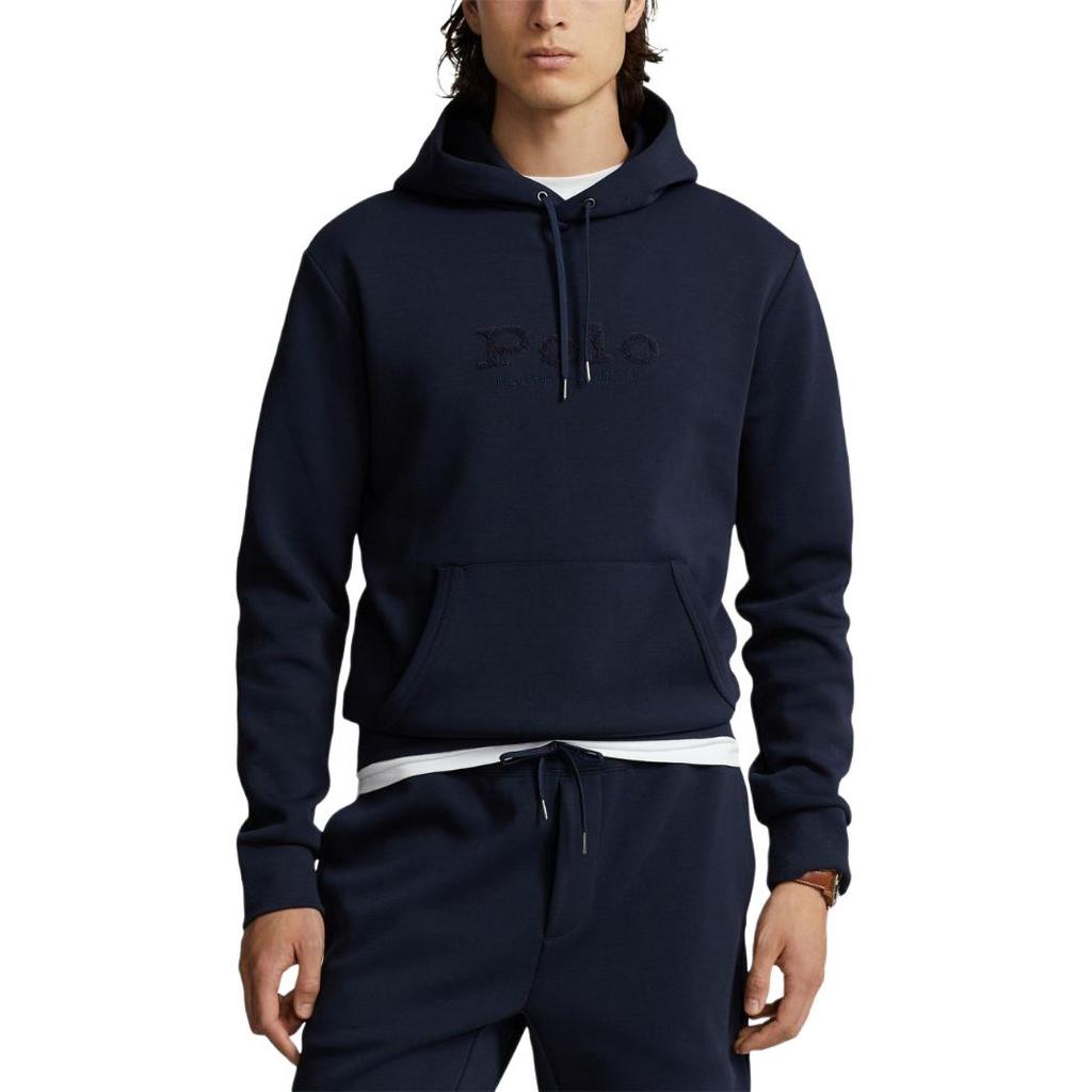 Polo Ralph Lauren Solid Color Letter Embroidered Drawstring Hooded Casual Sweatshirt Men Sweatshirt Blue 710926500-002