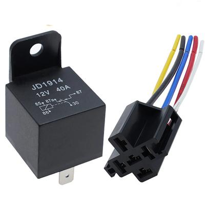 5-PCS Waterproof Automotive Relay 12V 24V 5Pin 40A Car Relay with Black Red Copper Terminal Auto Relay Socket Harness Cable