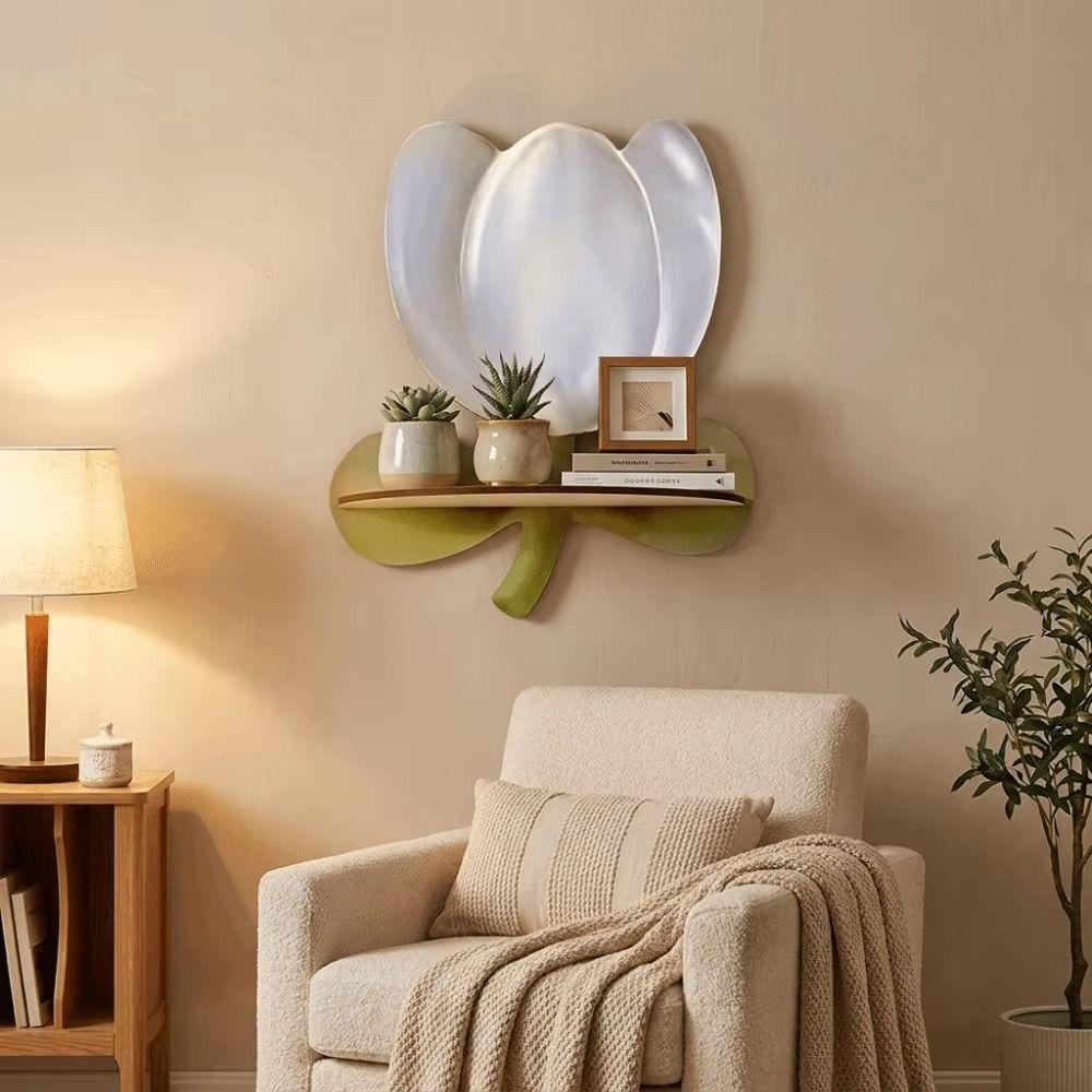 Wood Flower Wall Shelf Bohemian Style Decorative Wall Shelf Candle Wall Sconce  Room Decoration