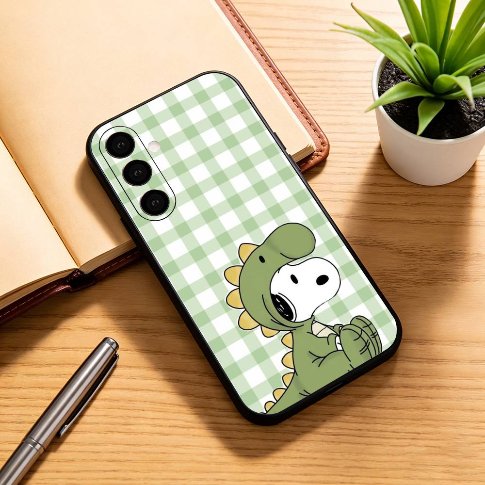 Checked Striped S-noopp-y Phone Case For Samsung Galaxy A73,A72,A71,A70,A53,A52,A51,Others Soft Black Cover