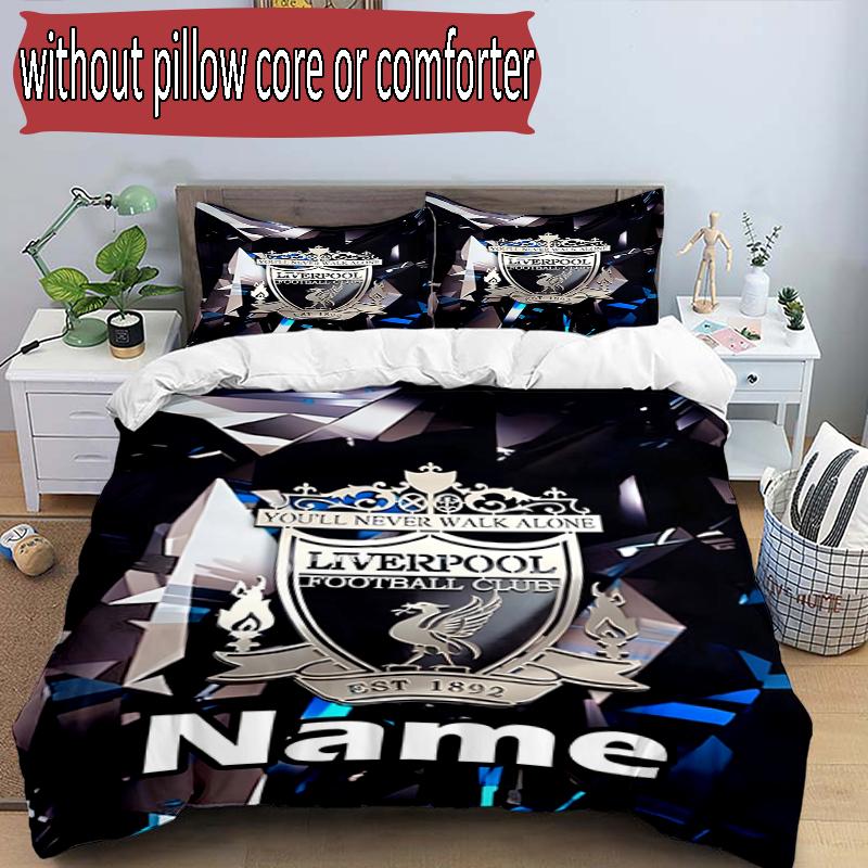 3pcs Duvet Cover Set (1*Duvet Cover + 2*Pillowcase, Without Core), Custom Name Football team F.C Pattern Bedding Set, Home Bedroom Decor Gift
