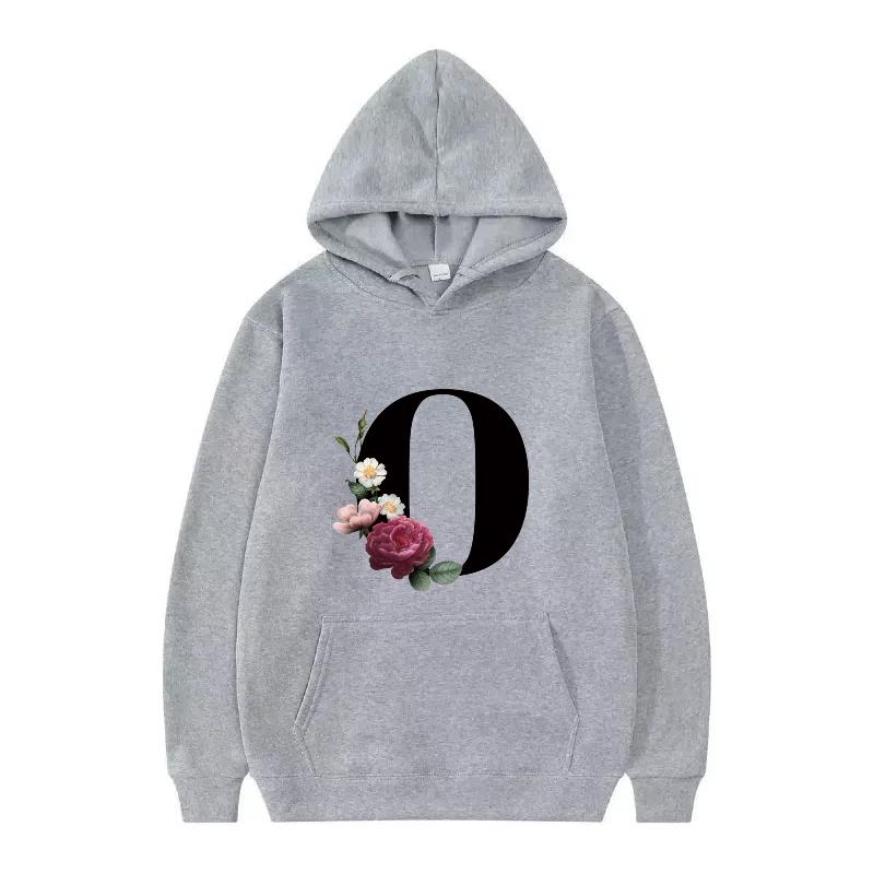 Letter Number Print Pattern Woman Fashion Loose Black Autumn Sporty Tops Clothes Pullovers Ladies Cheap Hoodies Men Sweatshirts