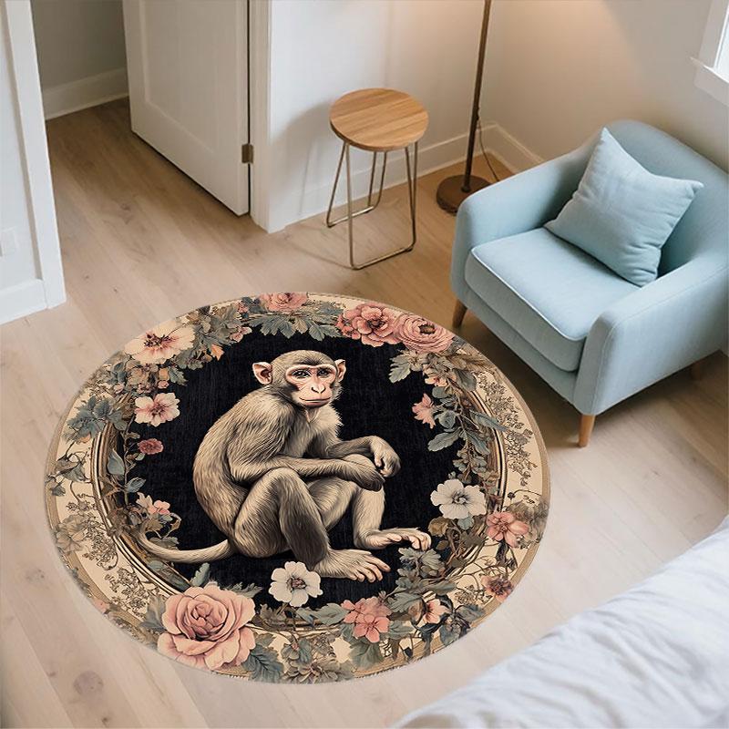 Koalas, Monkeys, Hamsters & Horses pattern round rug,Carpet Rug for Living Room Bedroom Playroom ,Non-slip Floor Mat,Holiday Gifts and Birthday Gifts.