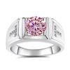 Men's GRA Moissanite Diamond Ring, PT950 Plated, S925 Sterling Silver, Simple Fashion Design.