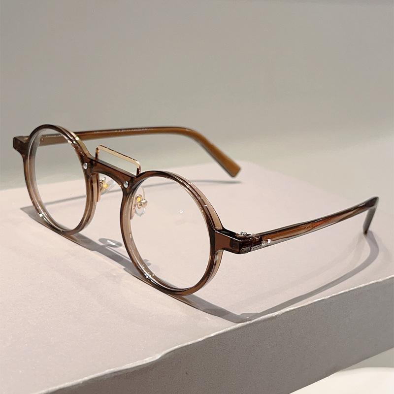 Anti Blue Light Oversize Round Reading Glasses Leopard Frames Retro Wire Eyeglasses Womenmenpunk Prescription Clear Glasses