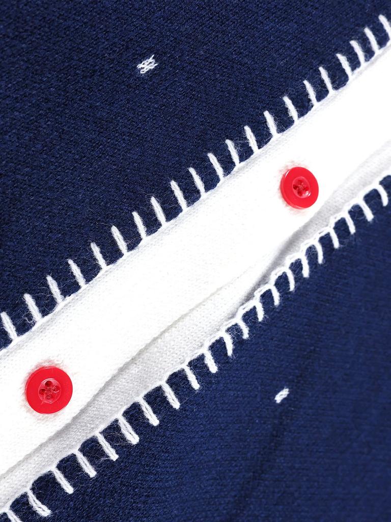 Barry Banny Strick Lang Rund Marineblau Gepunktet Bestickt Faux Niedlich und Stilvoll Größe 160 Kinder Strickjacke, Mantel, Mädchenpullover, Ärmel, Kragen, Punkte, Schicht,