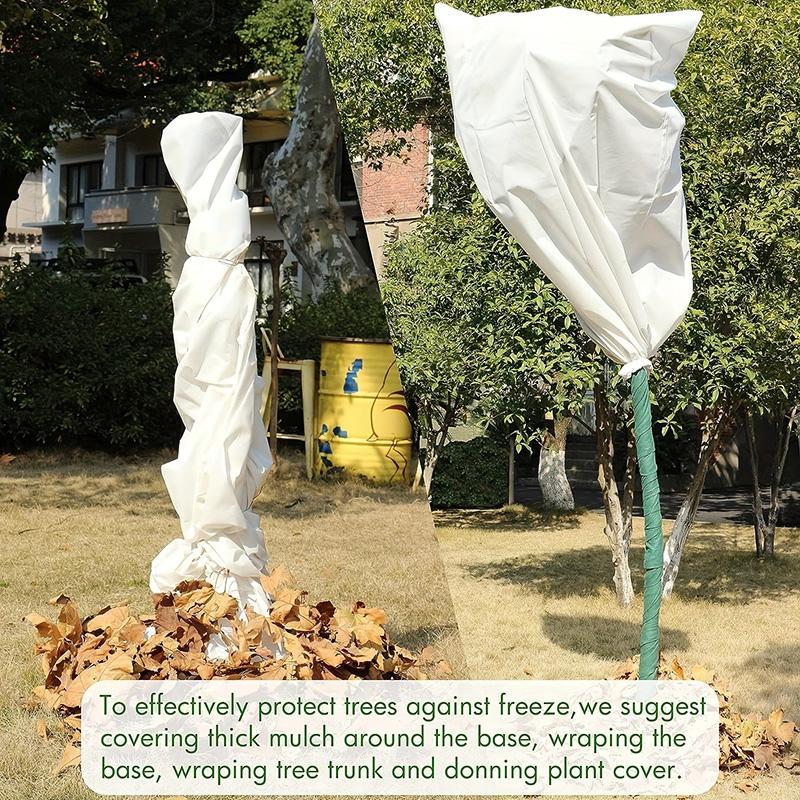Plant Covers Freeze Cold Protection Frost Cover Non-woven Fabric Plant Frost Cover with Drawstring Zipper Outdoor Plant Supplies