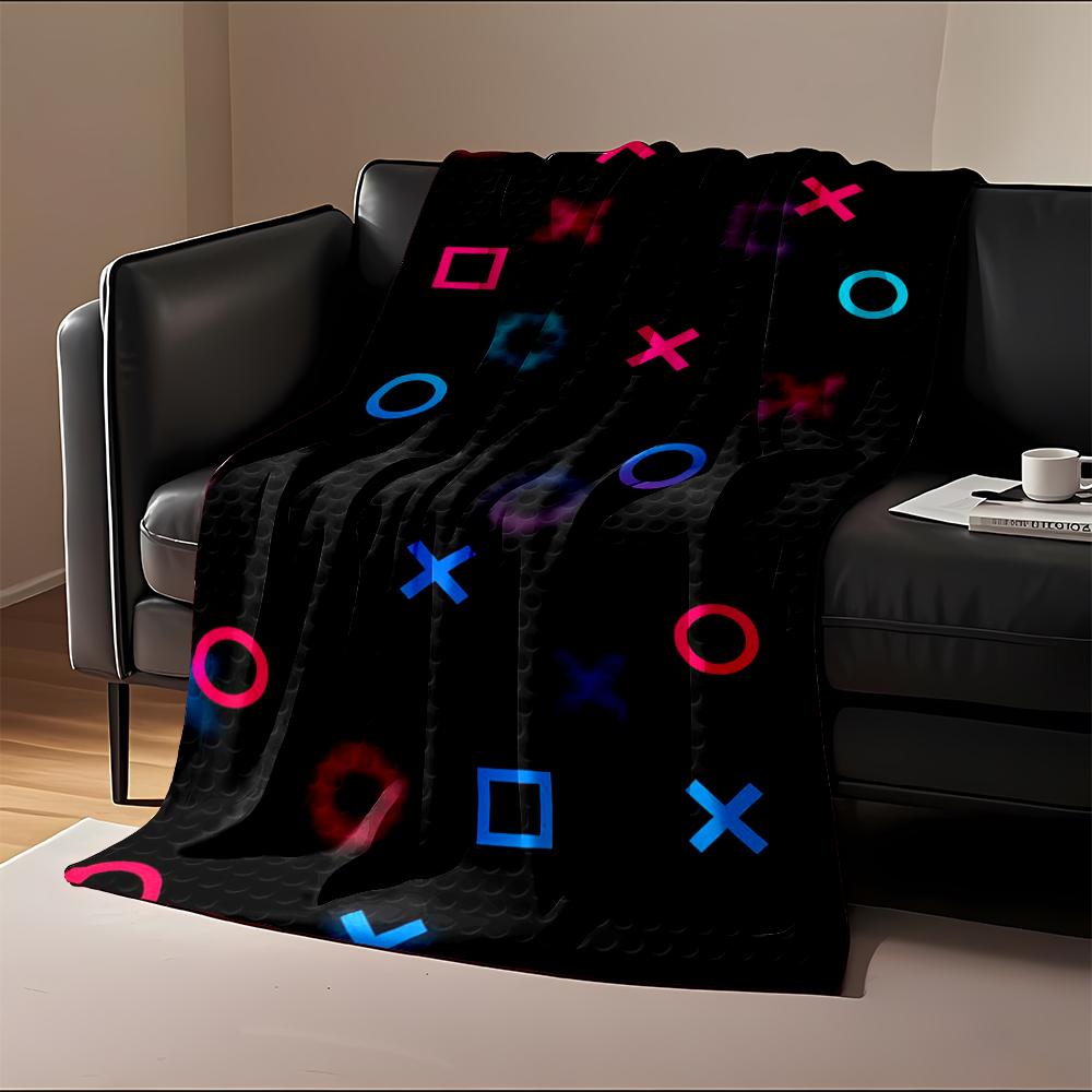 Colorful Neon Geometric Shapes Pattern Blanket Flannel blanket for bedroom, living room, sofa, and nap sofas.