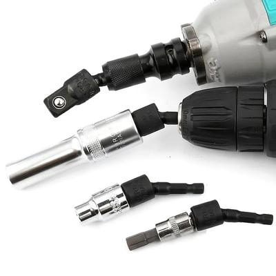 1/4" 3/8" 1/2" Socket Adapter Drill Bits Set Nut Driver Power Extension Impact Grade Hex Shank Adapter Drills Wrench Sleeve