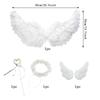Joyasslly Angel Wings Cosplay Set for Angel Heart Wing and Hair Cute Angel Costume Accessories for Halloween and Unisex Kids, Wings, Ring, Stick,
