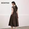 EICHITOO Women's Summer V-Neck Pleated Sleeveless A-Line Dress