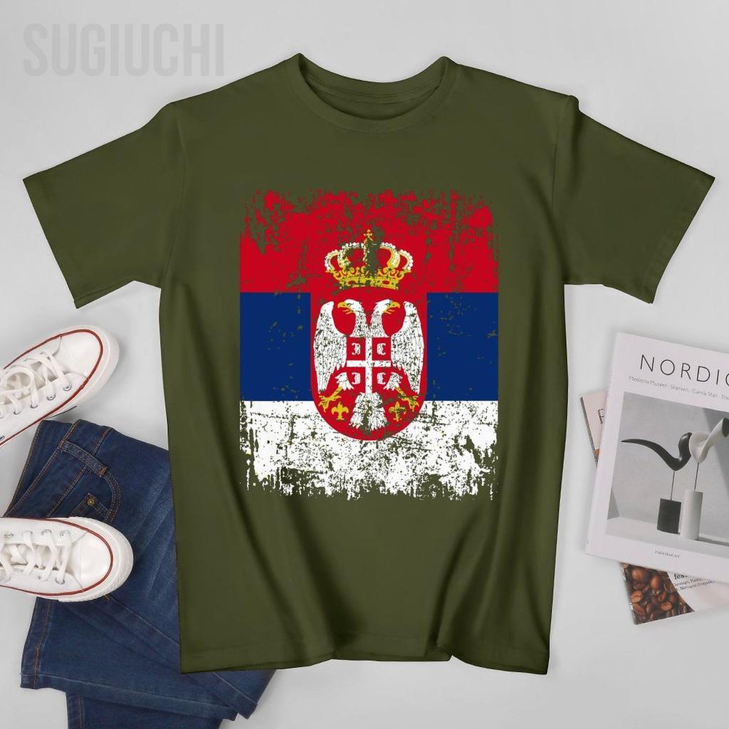 Unisex Unisex Vintage SERBIA Flag Serbian Tshirt Tees Oneck T Shirts WoUnisex Boys 100 Cotton TShirt
