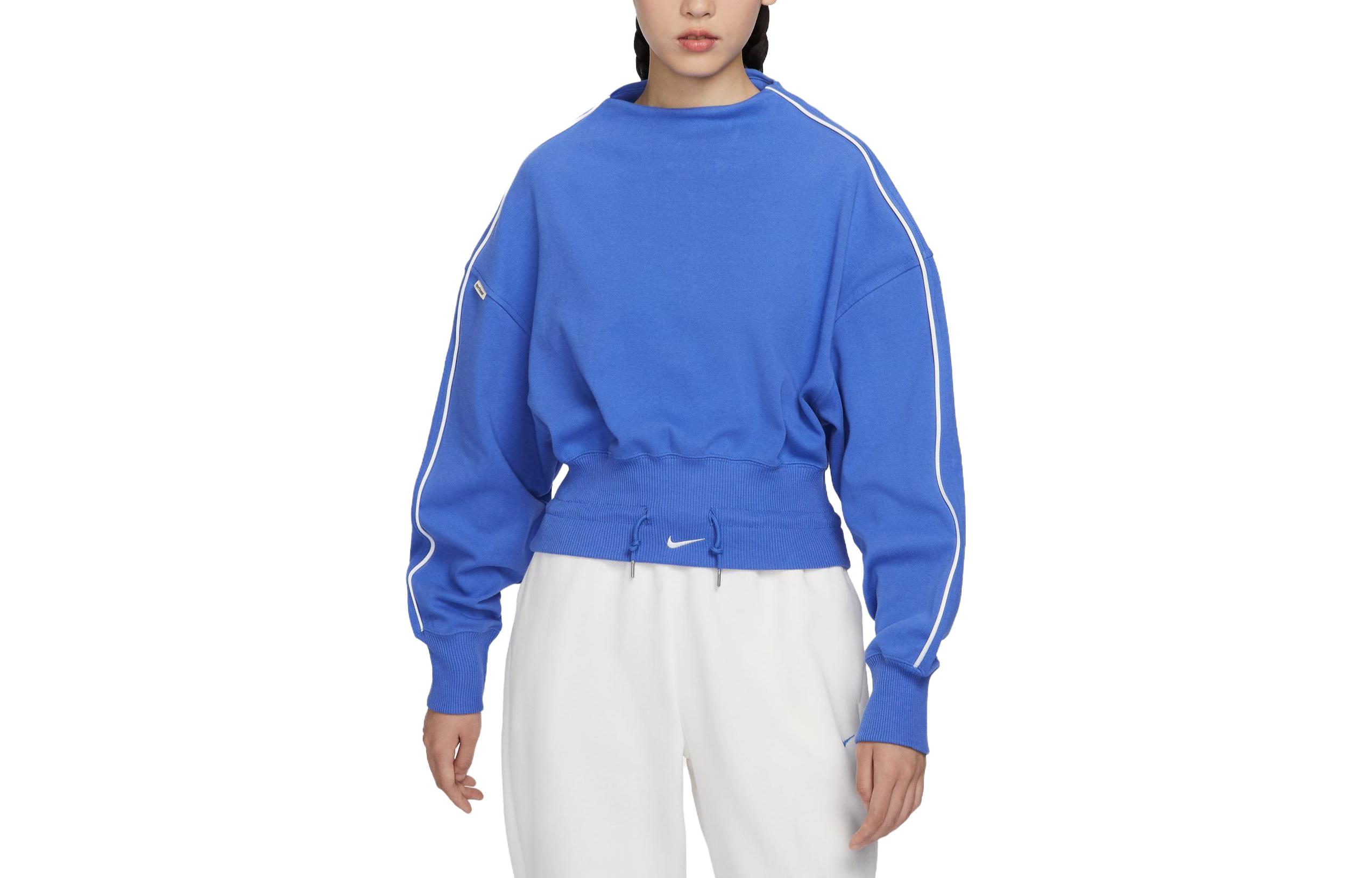 Nike Sweatshirts Women s Comet Blue Half Turtleneck Moderate Regular FB8753-411 XS