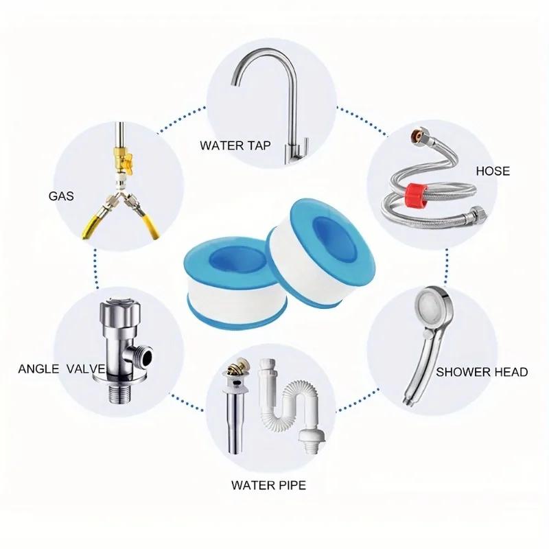 3/10Rolls 5M PTFE Water Pipe, Oil-free Sealing, Fitting Thread Seal Tape White Pipe Thread Seal Raw Material Tape Home Essential