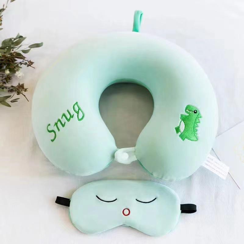 Customizable Cartoon Embroidery U-Shaped Memory Foam Neck Pillow for Travel & Home