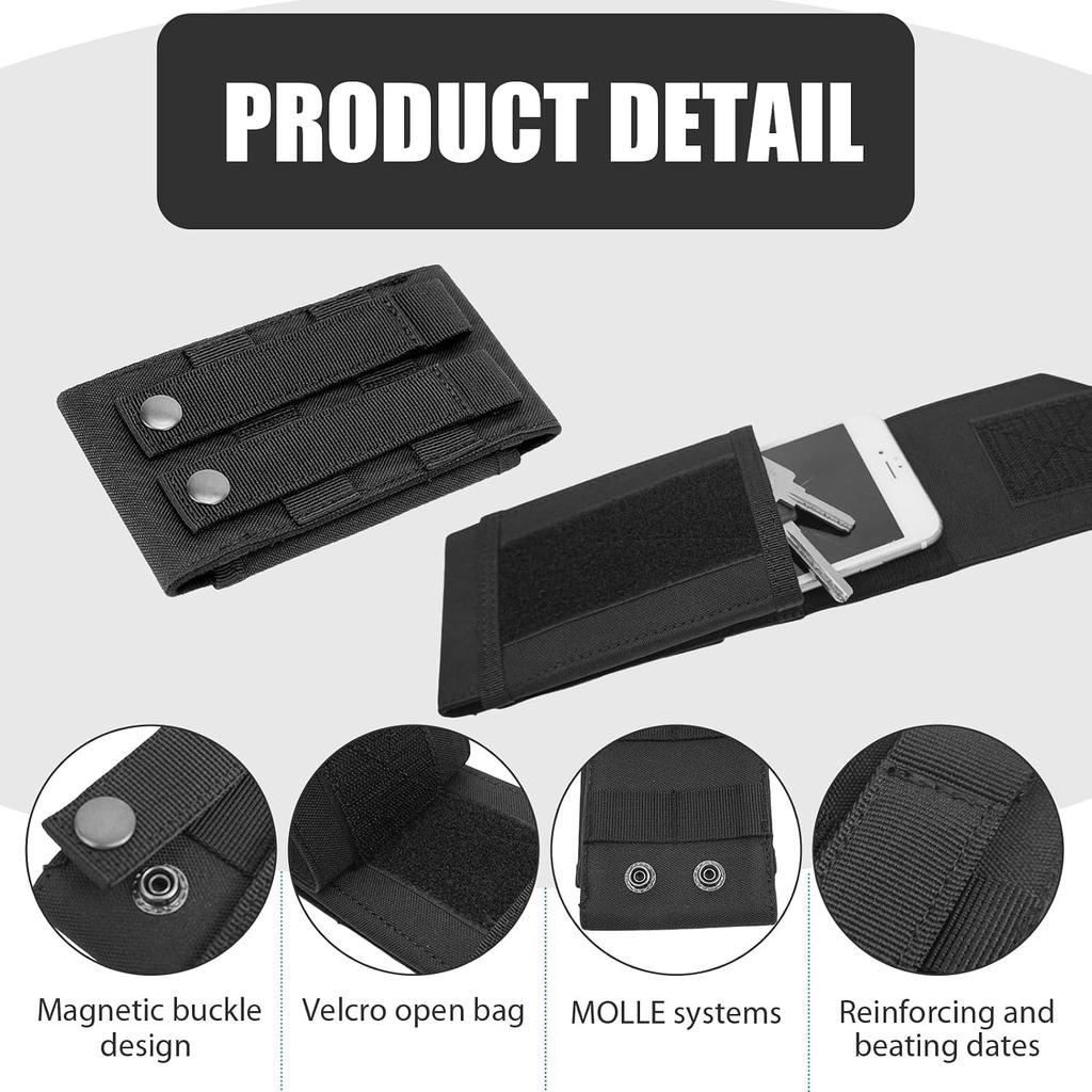 Tactical MOLLE Phone Pouch, Belt Phone Holster for Men, 1000D Nylon Waterproof Mobile Phone Waist Bag, Fits 4.7-6.7 Inch Smartphones Compatible withi