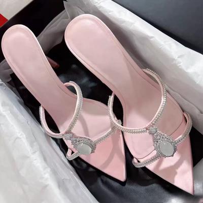 Sommer Neue Damen High Heel Sandalen Strass Slider Pantoletten Offene Zehen Stiletto Plateau Schuhe