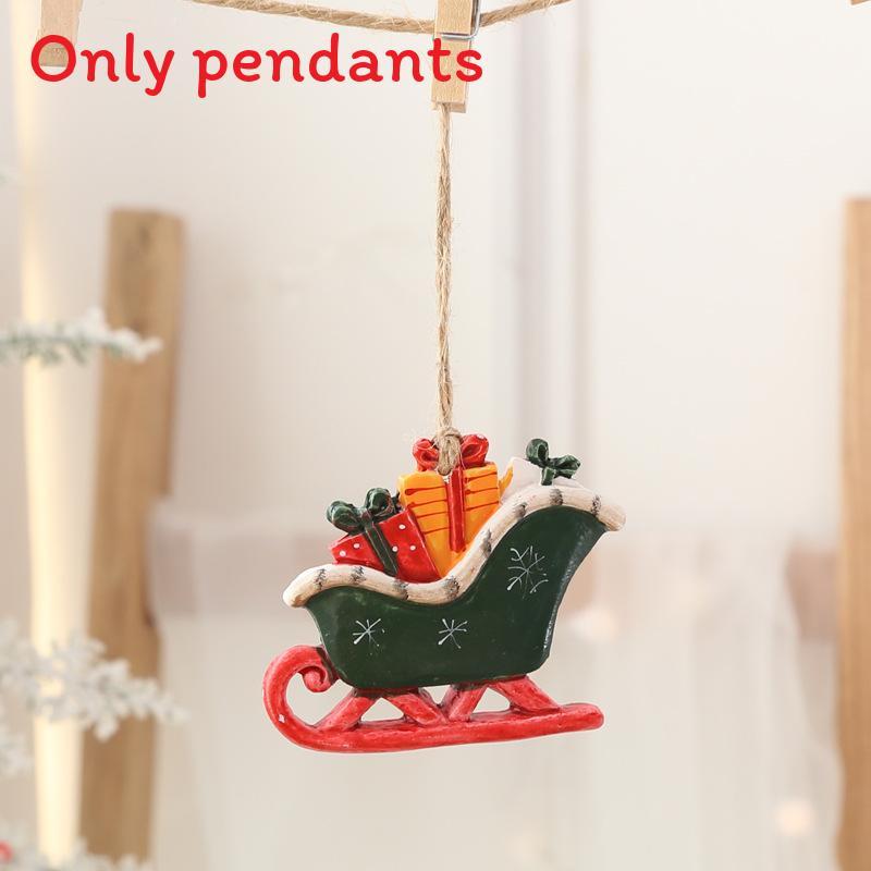 

Ornaments Tree Christmas With Resin Santas Snowmen Reindeer For Decor Seasonal Carriage