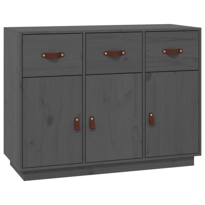 820149 vidaXL Buffet Gris 100x40x75 cm Bois massif de pin