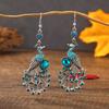 Vintage Etnische Kleurrijke Strass Pauw Hangende Oorbellen Voor Vrouwen Lange Klassieke Zilverkleurige Dierenoorbellen Dames Sieraden