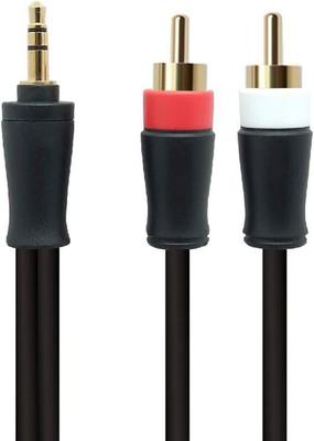Audio kabel 3,5mm jack na 2RCA. HiFi 3,5mm audio kabel s 1/2 RCA konektory (samec-samec), pozlacený, stíněný, 1,5m