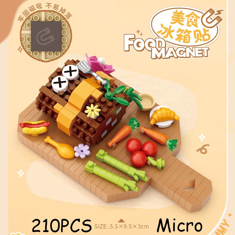 Милые вкусные наклейки на холодильник с едой, конструктор DIY, микрочастицы, морепродукты, кантонский хого, конструкторы для детей, подарки