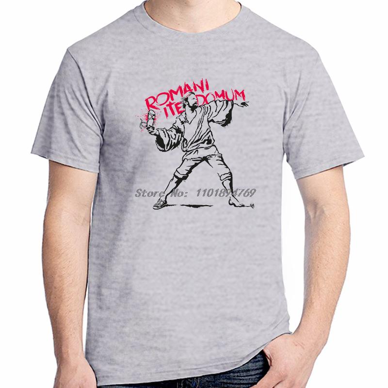 Banksy Street Graffiti Artist Rounisexi Ite Domum Summer Fashion T Shirt Cotton Graphic T Shirts Short Sleeve Tshirt Unisexs Clothes