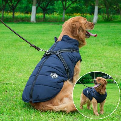 Evcil Köpek Kış Sıcak Büyük Ceket Tasmalı Köpek Giysileri Labrador Su Geçirmez Büyük Köpek Mont Fransız Bulldog Ceket Kıyafetleri