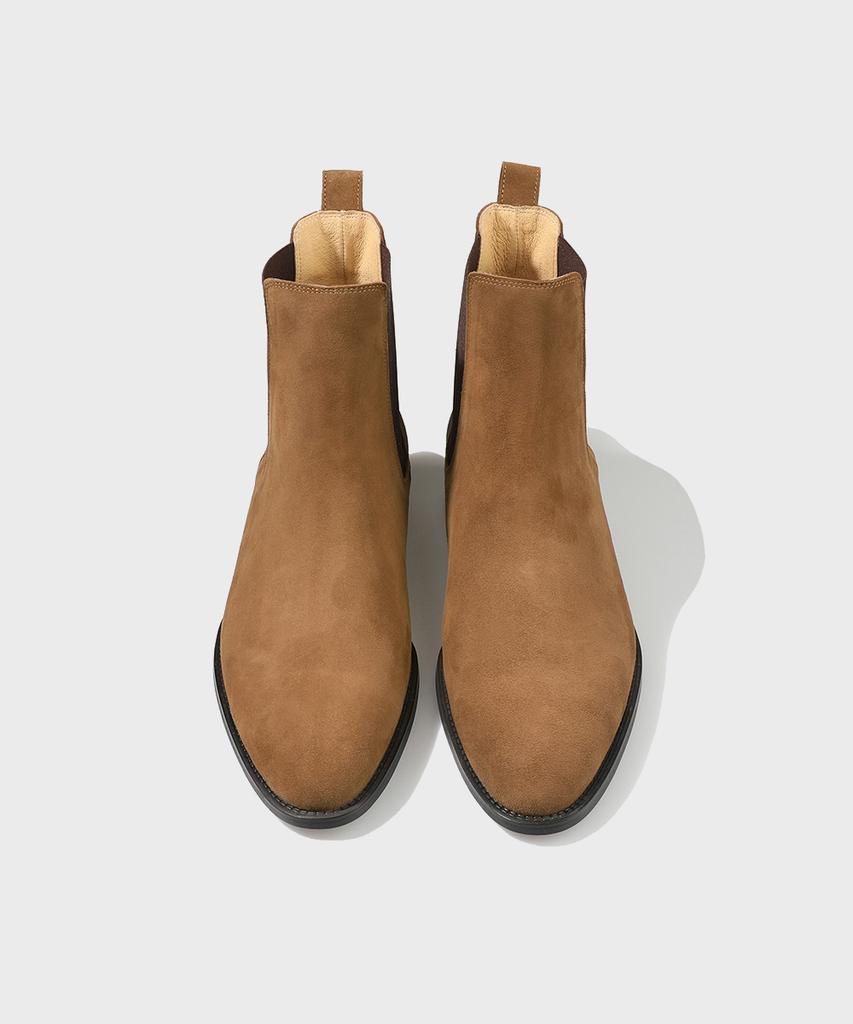 Firenze Atelier Slimline Black Sole Suede Chelsea Boots 3332-Qs [Mid Brown]