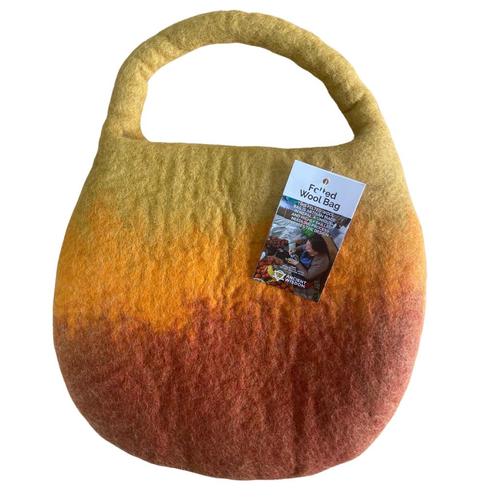 Water Felted Bee Bag – One Handle with Magnet – Sunrise Orange