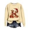 Damen Modisches Lässiges Langarm-Weihnachts-Sweatshirt mit Buchstaben-Print und Rundhalsausschnitt