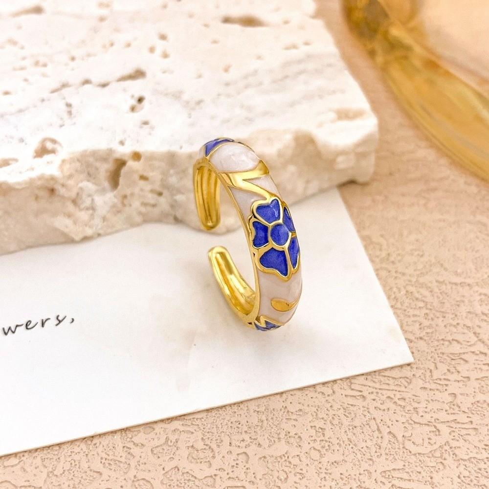Unique Enamel Dot Open Ring Vintage Adjustable Ring Minimalist Bohemian Ring  Women