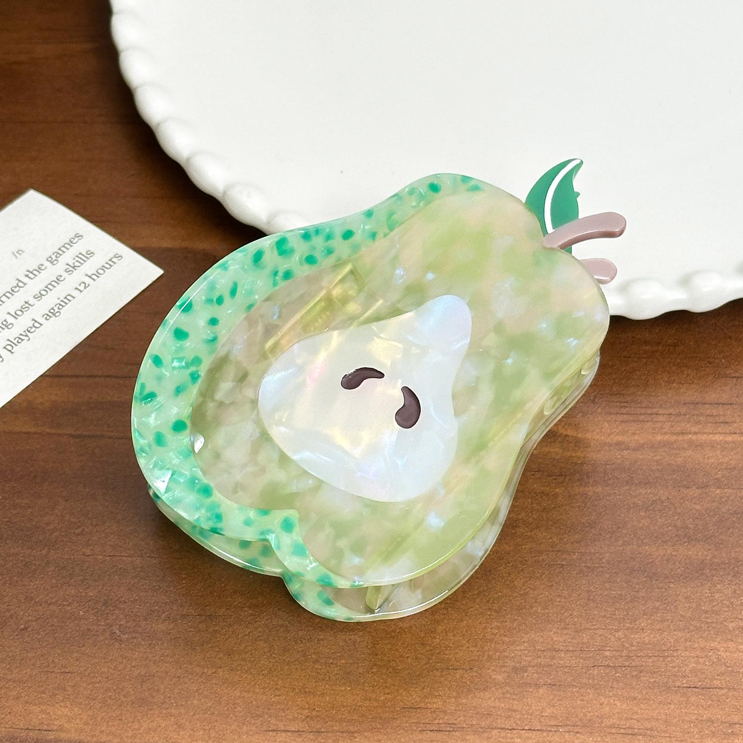 

Acetate Large Elegant Hair Claw Clips With Unique Fruit Designs For Womens Hair Care Pear9.8cm