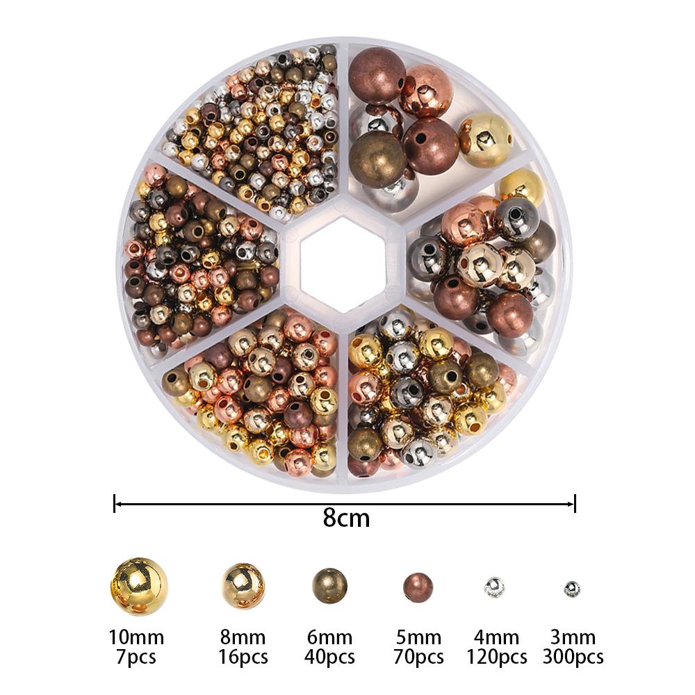 553pcs 3-10mm CCB Gold Silver Color Spacer Beads Set Box Round Loose Beads Charms Kit For Jewelry Making DIY Bracelet Necklace