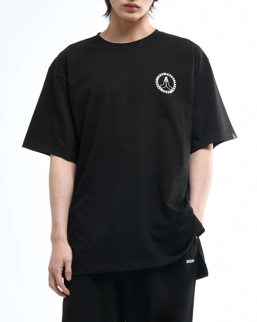 Black Smith Circle Oversize Fit Slit T-Shirt Black