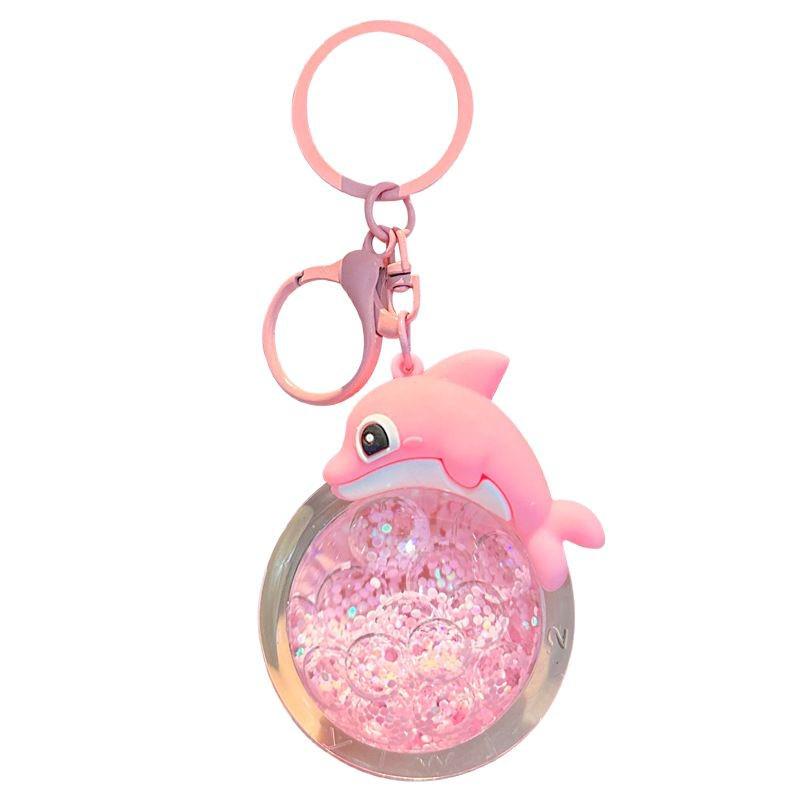 2025 New Oil Flowing Sand Dolphin Keychain: Cute Marine Animal Backpack Pendant for Girls