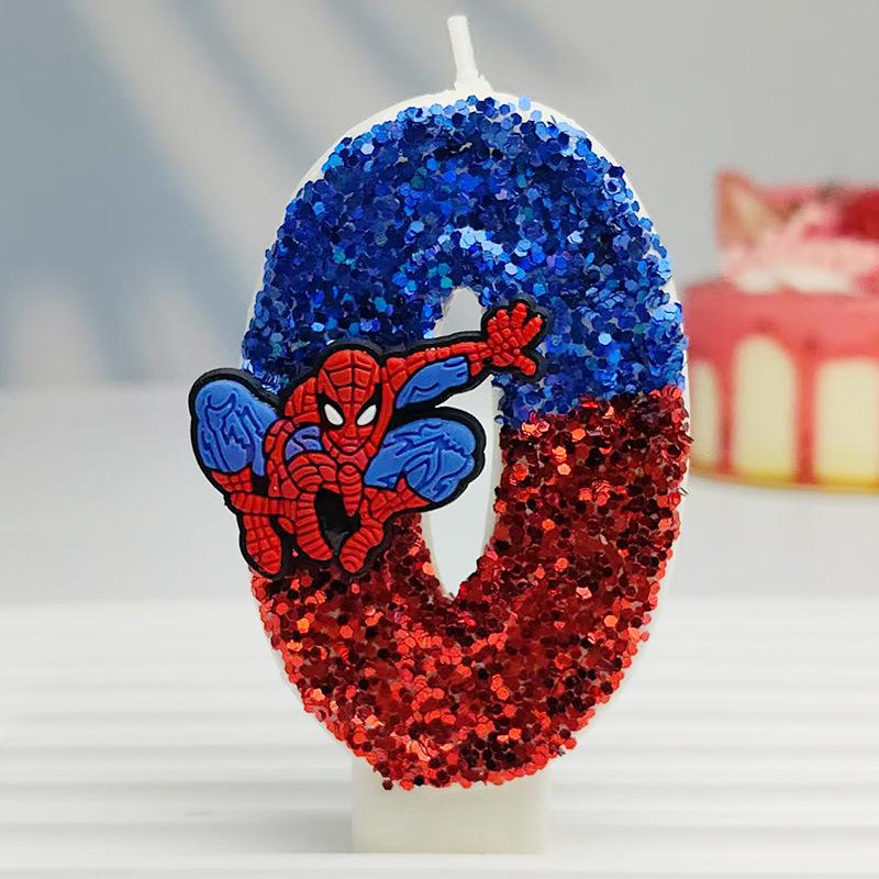 Creative Design Spider-Man Digital Birthday Candle Cake Party Decoration Handmade Cool Doll Birthday Candle