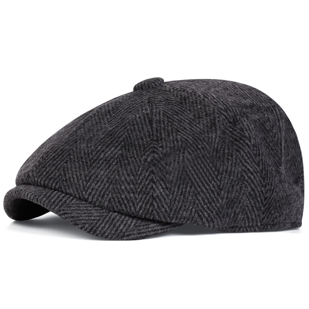 1Piece Men Texture Newsboy Hat Octagonal Hat Outdoor Warmth Sunscreen Casual Hat Suitable for Autumn Winter Travel
