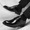 Fashion New British Style Dress Business Casual Shoes Men Black Commuter Thick Soles Leather Bright Leather Wedding Outdoor Oxford Shoes