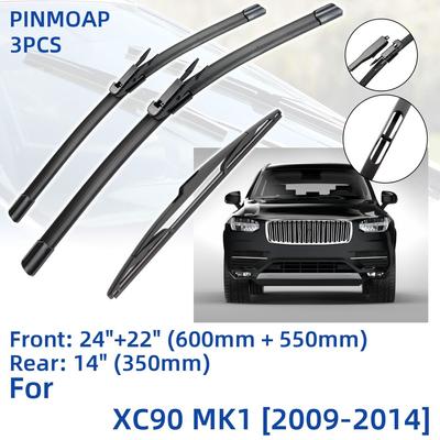 3PCS For Volvo XC90 MK1 2009-2014 24" 22" 14" Front Rear Wiper Blades Windshield Windscreen Window Cutter Accessories 2009 2010 2011 2012 2013 2014