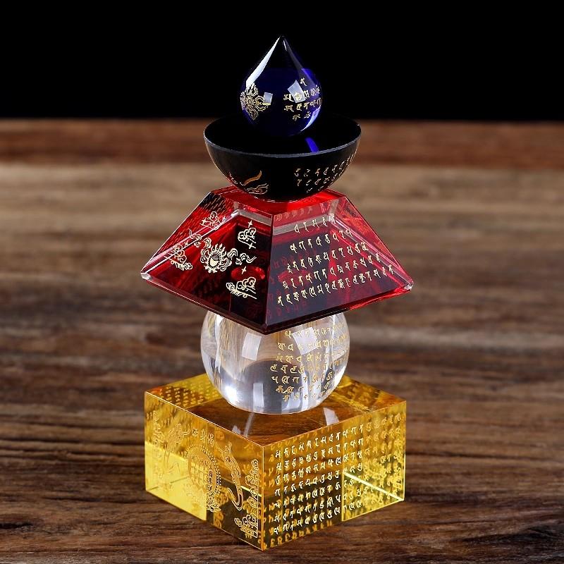 Wohnmöbel Kristallreliquienturm Home Offering Bunte Schatzkiste Siegel Dharani Bodhi-Pagode Fünfrad-Pagode Feng Shui