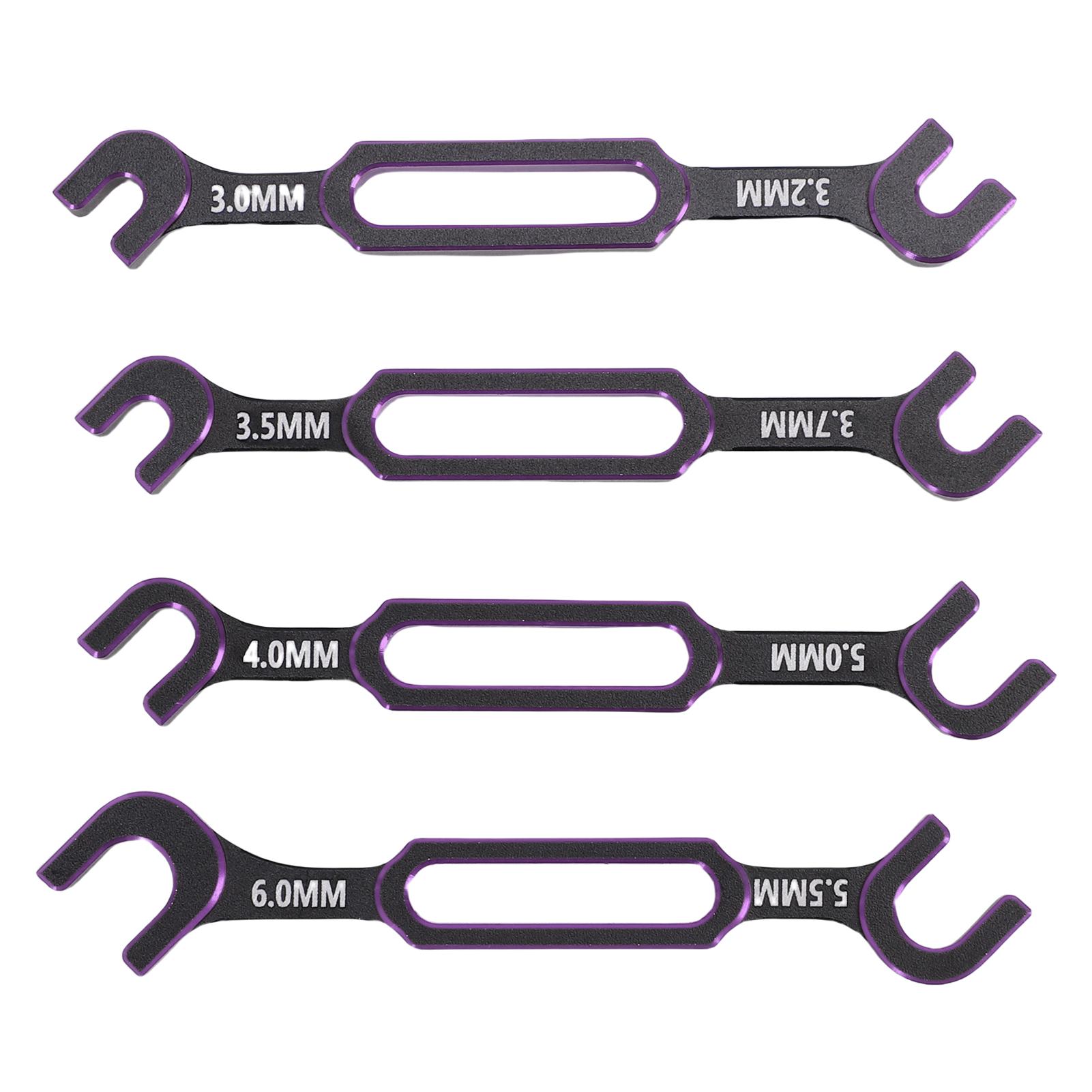 

4 Pcs RC Wrench 3.0 3.2 3.5 3.7 4.0 5.0 5.5 6.0mm Turnbuckle Nut Ball Joint Remover RC Universal Repair Tool for RC Purple