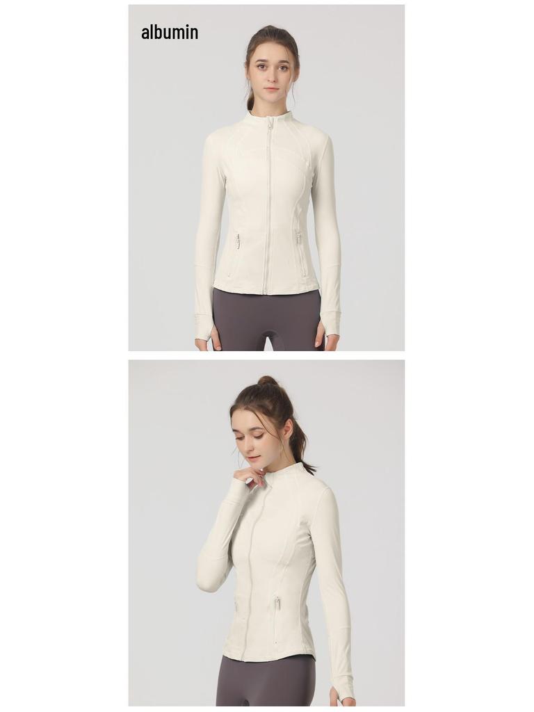 Damen Slim-Fit Doppelseitig Gebürstete Yoga-Jacke