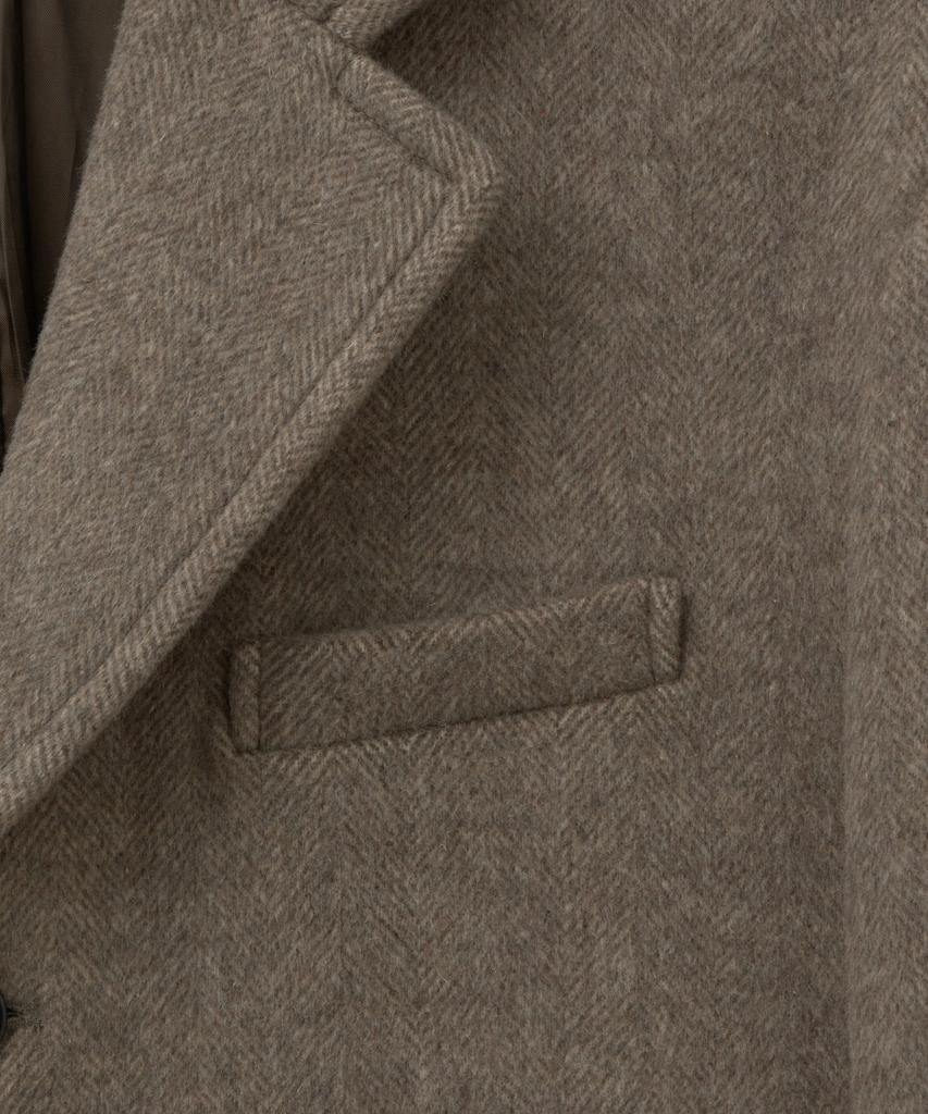 Satur Herringbone Wool Blend Single Blazer Brown