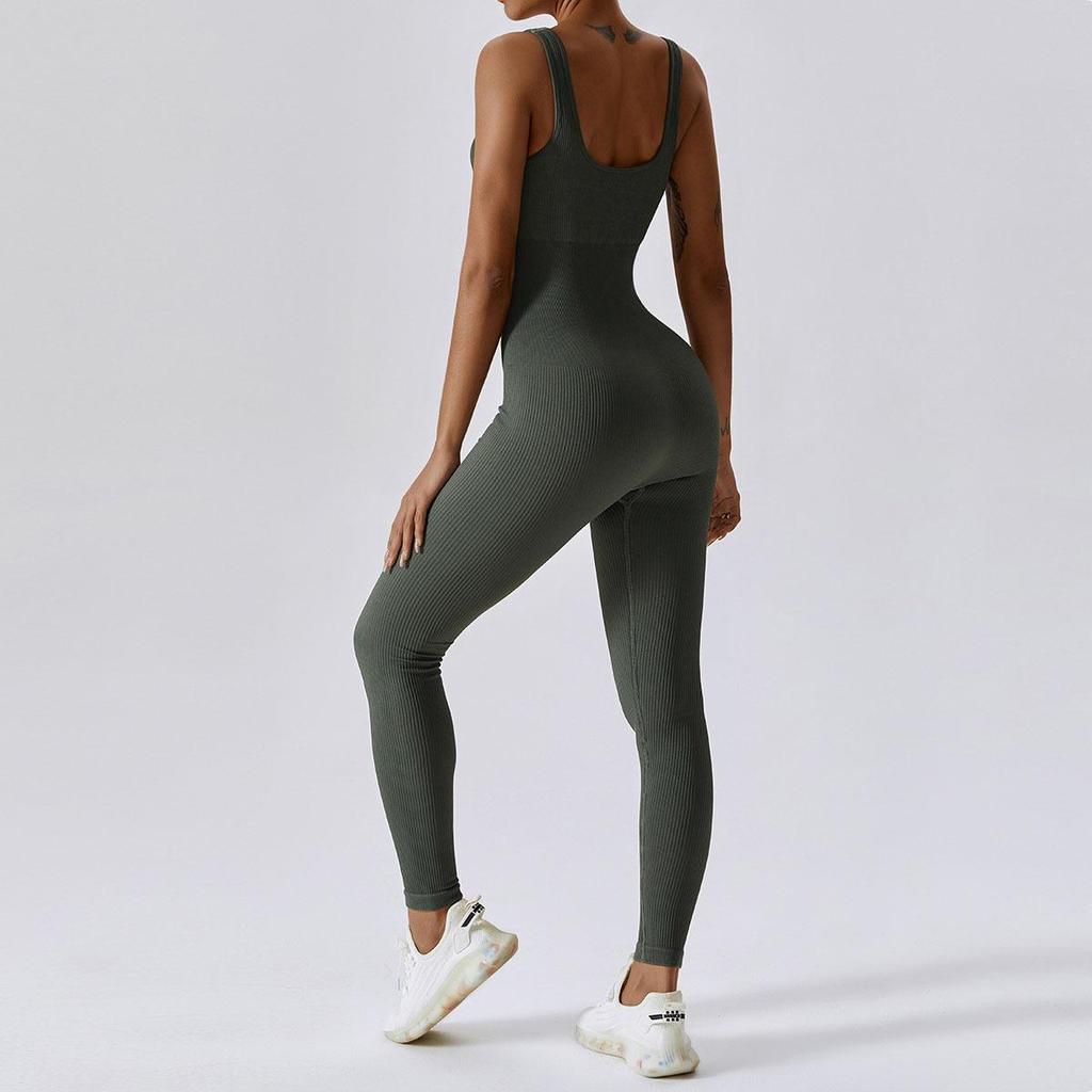 European and American Seamless Knit Yoga Jumpsuit - One-Piece Vest and Long Pants Sportswear
