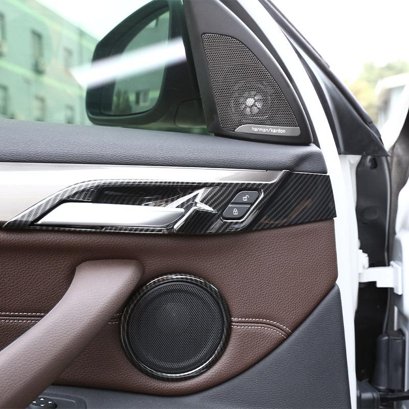 For BMW X2 F47 2018  Carbon Fiber ABS Interior Door Bowl Cover Trim For BMW X1 F48 2016- Car Accessories 4pcs