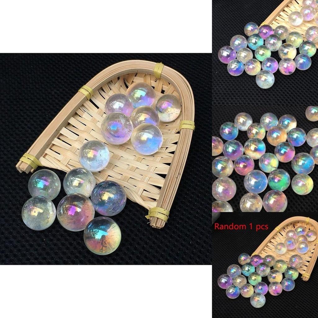 Atemberaubende weiße Regenbogen-Aura-Kugel Titan-Saatgut-Quarzkristallkugel zur Heilung Dekoration