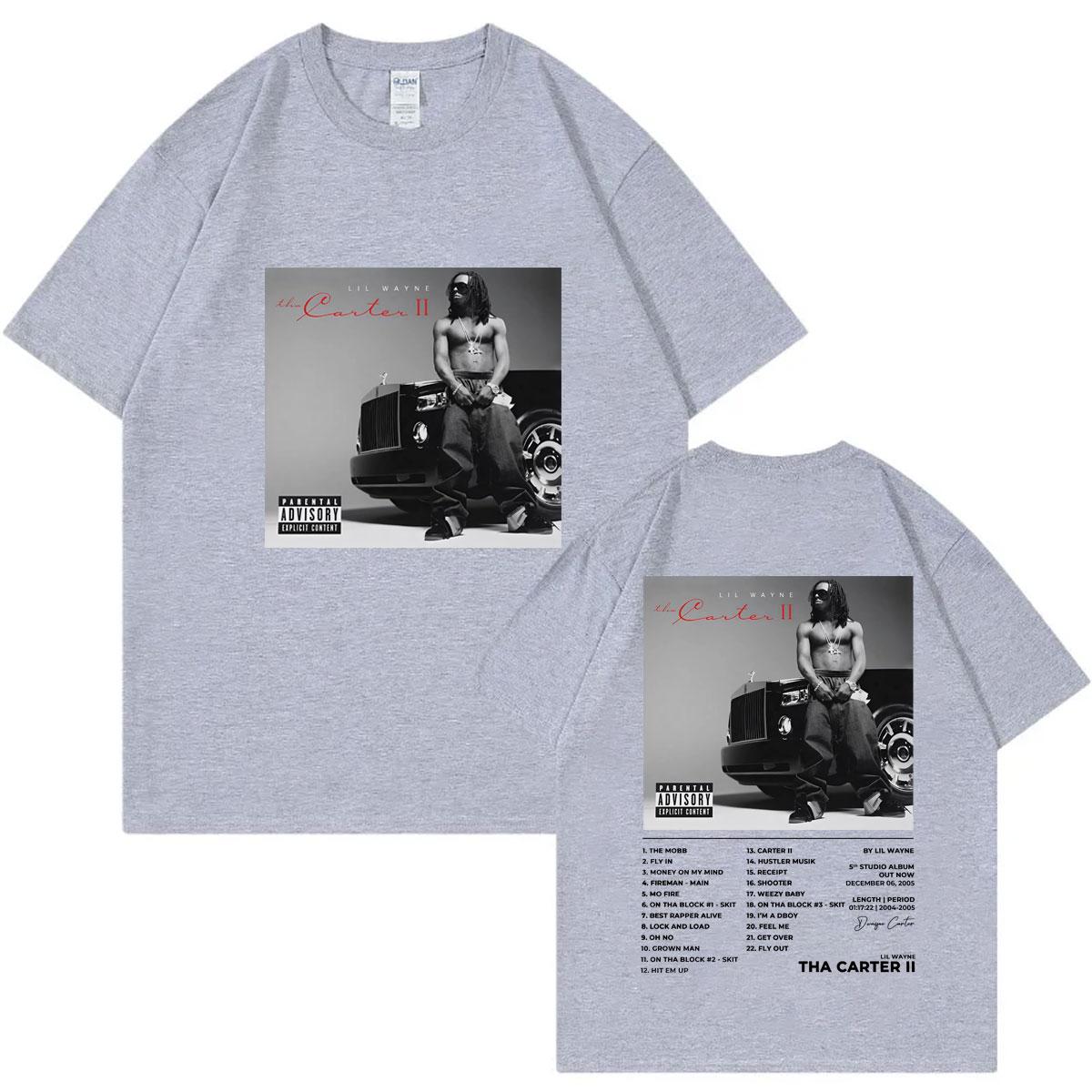 Rapper Lil Wayne Tha Carter II Album Poster Graphic T Shirts Unisexs Women Fashion Hip Hop Vintage Tshirt Summer Casual Tshirts S